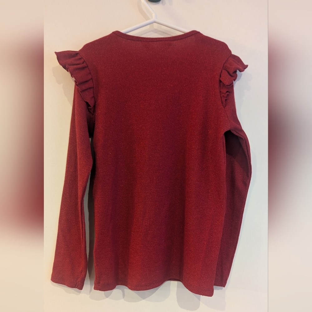 3/15$ Girls Red Ruffled Top - Picture 2 of 4